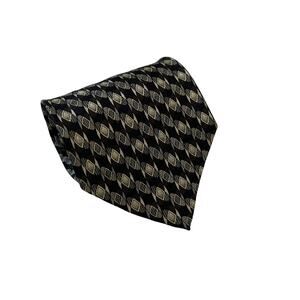 Daniel De Fasson Navy Gray Brown Oval Foulard Geometric Pattern Silk Tie